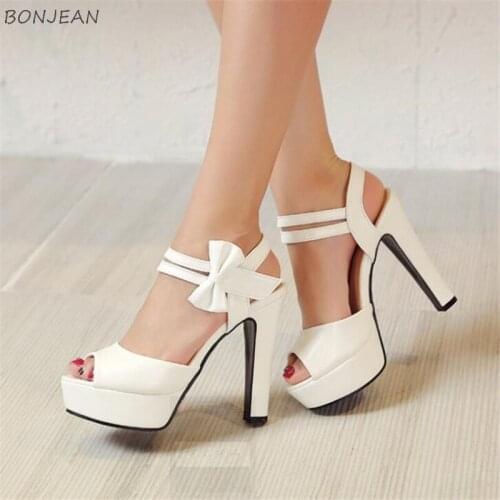 Sandals Female Summer 2020 New High-heeled Fish Mouth Ladies Sandals Butterfly Knot Sexy Platform Roman Womens High Heels