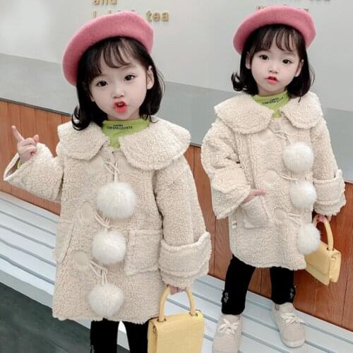Hairball Woolen Coats for Girls Age 2 4 5 6 7 8 Year Childrens Jackets Lambs Wool Coats Kids Fleece Outerwear Girls Clothing