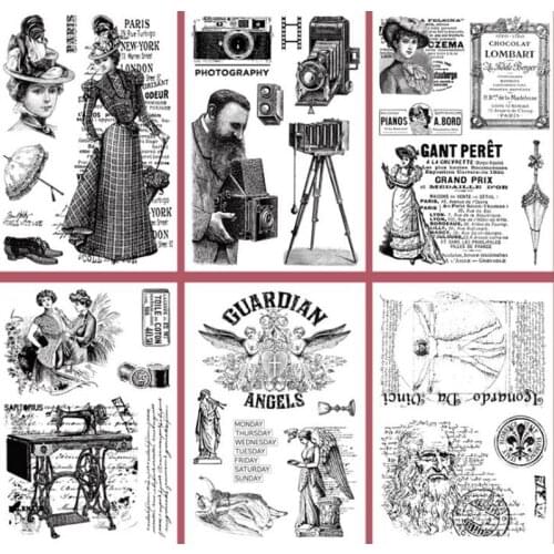 Character Tailor Stamp Lady Transparent Rubber Silica Gel Craft Stamps Retro Clear Stamps for Scrapbooking Card Making