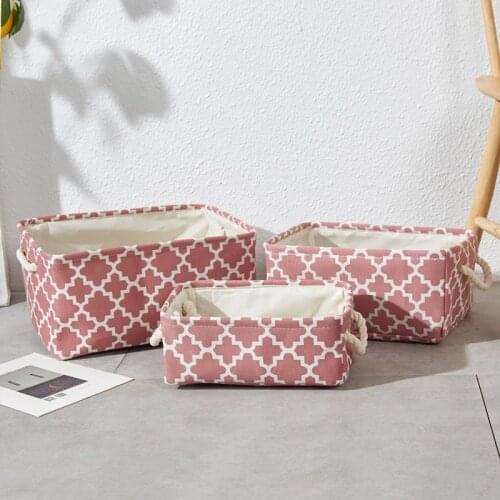 Foldable Storage Box Canvas Storage Basket Printed Sundries Organizer for Cosmetics Books Printed Organizers with Rope Handle