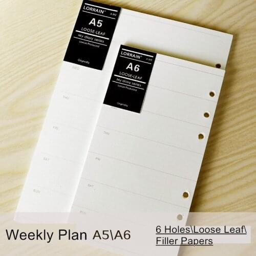 Loose-leaf notebook refills paper a5 a6 hardiron weekly scheduler week organizer planner spiral filler papers