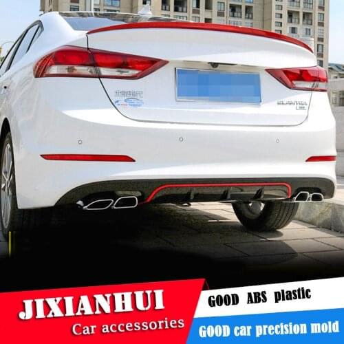 For Hyundai ELANTRA Body kit spoiler 2016-2018 For ELANTRA Bk ABS Rear lip rear spoiler front Bumper Diffuser Bumpers Protector