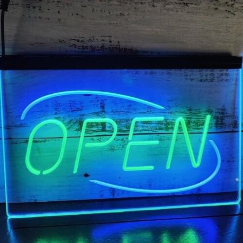 SS026 OPEN NEW Cafe Restaurant Bar NR Dual Color LED Neon Sign