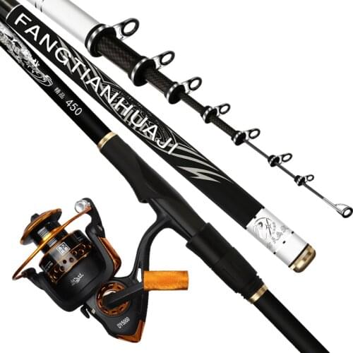 Carbon Fiber Telescopic Fishing Rod Portable Spinning Fishing Pole Sea Boat 3# Rock Fishing Peche Long Sections Wedkarstwo Pesca