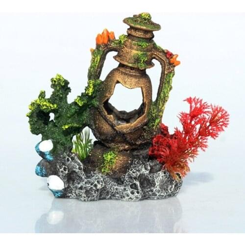 Fish Tank Decorations Coral Oil Lamp Aquarium Pearl Shell Truck Creative Ornament for Fish Play Aquarium Accessories
