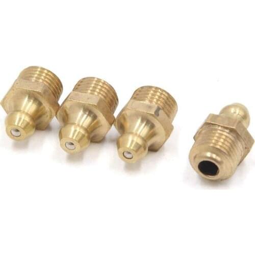 Uxcell a17052200ux1140 4 Pcs Brass M10 x 1mm Thread Straight Grease Zerk Nipple Fitting for Car, 4 Pack