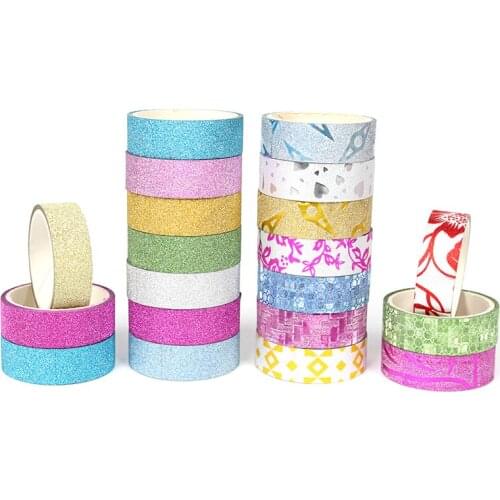 YHSMTG 12pc Macaron Color Washi Tape Set Color Flash Creative Korea DIY Stickers Gold Powder and Paper Tape Diary Album Supplies
