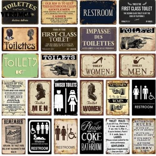Funny Toilet Tin Signs Metal Vintage Plaque Wc Poster Bar Pub Wall Decorative Bathroom Painting Plate Picture Home Decoration