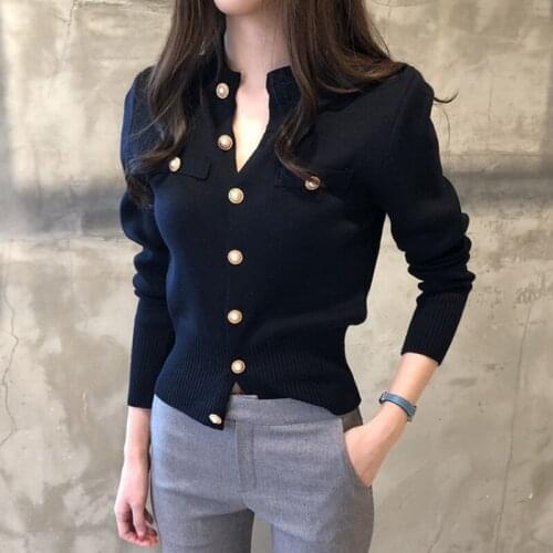 Ready Casual Women Jacket Outerwear Crop Single Breasted Coat Knitted Cardigan