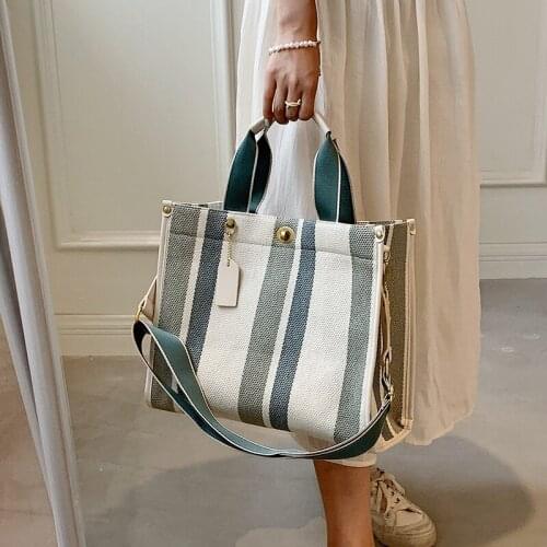 Atmospheric stripe size wide shoulder strap shoulder bag messenger bag metal rivet female bag