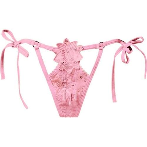 Hot Sale Women Side Straps Lace-up Hollow Thong Sexy Low Waist G-String Sexy Temptation Lace Panties New