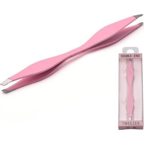 1Pcs Double Ends Eyebrow Tweezers Anti-Static Eyelash Curl Lift Dropshipping Black Rose Makeup Beauty Tools Extension Portable