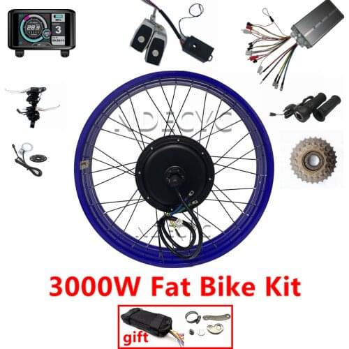 170-175mm/190mm dropout 90-100km/h 72v 3000W Rear wheel Motor Electric Fat Bike Kit Electric Fat Bicycle Conversion Kit