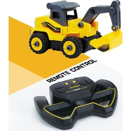 2.4G Remote Control DIY Assemble Bulldozer Excavator RC Car Kids Children Toy