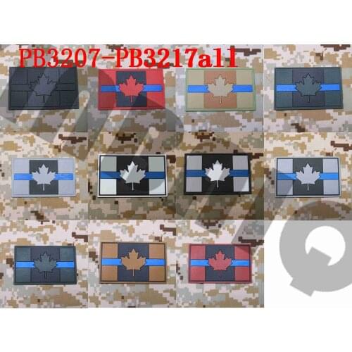 3D PVC patch The thin blue line Canada Red Maple flag