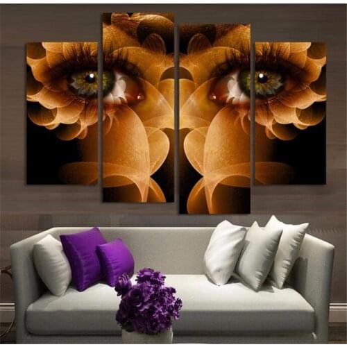 4pieces/set UnFramed Printed Abstract face Painting room decor print poster picture on canvas High Quality