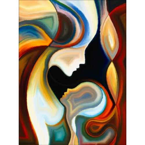 Abstract Colorful Mother And Son Pattern Full Drill Round Diamond Embroidery 5D DIY Diamond Painting Cross Stitch Stickers