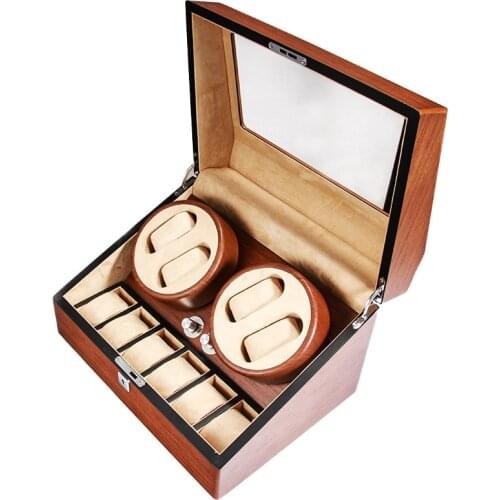 Automatic Watch Winders Box Rotator Watchwinder Winding Anti-Magnetization Mute Wood Paint Watch Cabinet Display Storage Box 4+6