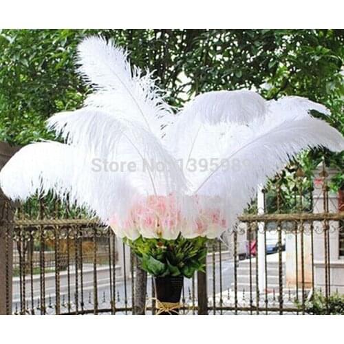 Free shipping wholesale 100pcs beautiful natural white ostrich feather 16-18inch /40-45cm Decorative diy