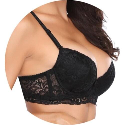 Deep V Push Up Bra Plus Size 34-46 B C D cup Bras Sexy Embroidery Lace Bras Intimate Brassiere Bralette Underwear Lingerie C3306