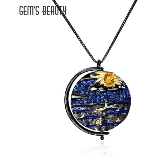 Gems Beauty 925 Sterling Silver Pendant Necklace Womens Fashion New Jewelry Accessories High Quality Natural Citrine Gemstone