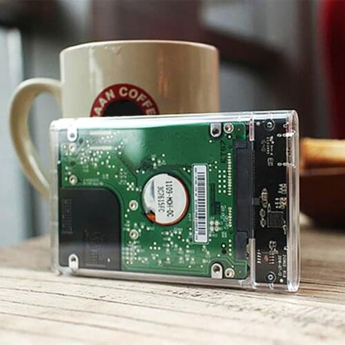 HDD Case with USB Cable Pouch New 2.5 inch Transparent Hard Drive Mobile Case SATA to USB 3.0 Micro-B Adapter Box
