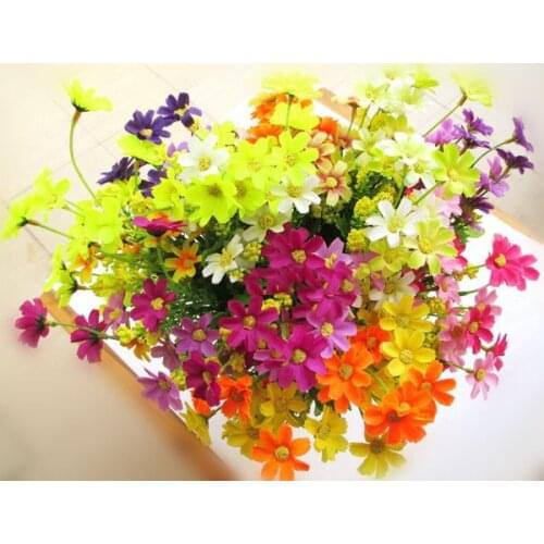 Artificial flowers head Simulation of small blue chrysanthemum daisy chrysanthemum jump plastic flowers artificial flowers decor