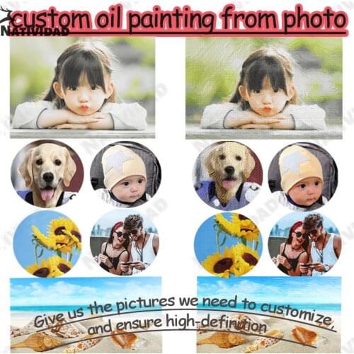 Custom Oil Painting From Photo Portrait Animal Landscape Idol Poster Family Home Decoration As Friend Pet Canvas Painting Gift