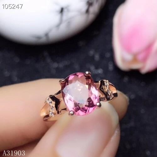 KJJEAXCMY boutique jewelry 925 sterling silver inlaid natural powder tourmaline female ring support detection