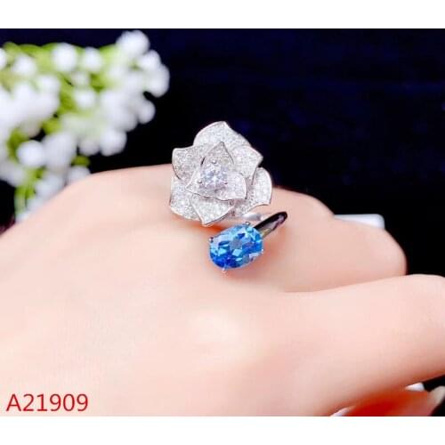 KJJEAXCMY fine jewelry 925 sterling silver inlaid natural topaz female ring support detection luxury