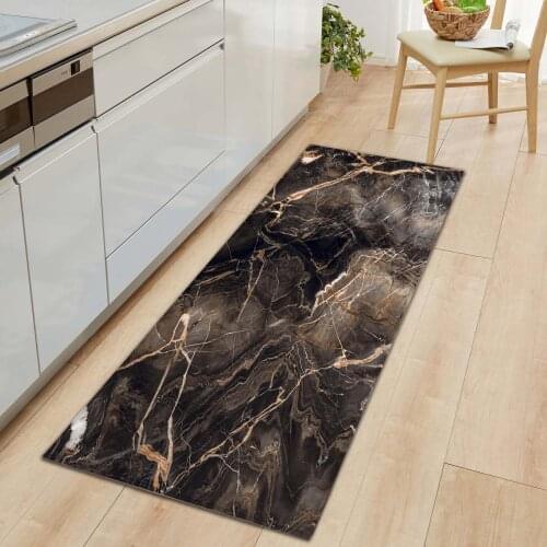 Marble Pattern Kitchen Mat Carpet Flannel Entrance Door Mat Soft Non-slip Doormats for Living Room Bedroom Kitchen Bathroom