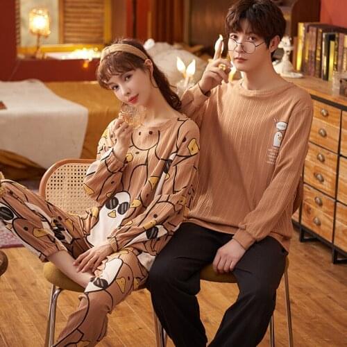 Cool Hip Hop Duck Cartoon Couple Pajamas Set Autumn Winter Cotton Men Women Long Sleeve Homewear Plus Size 4XL Lovers Sleepwear
