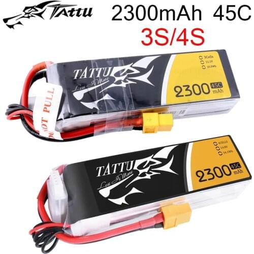 Tattu Lipo Battery 2300mAh Lipo 3S 4S11.1V 14.8V 45C XT60 Plug FPV Drone Power for FPV Frame RC Helicopter Plane Car Accessories