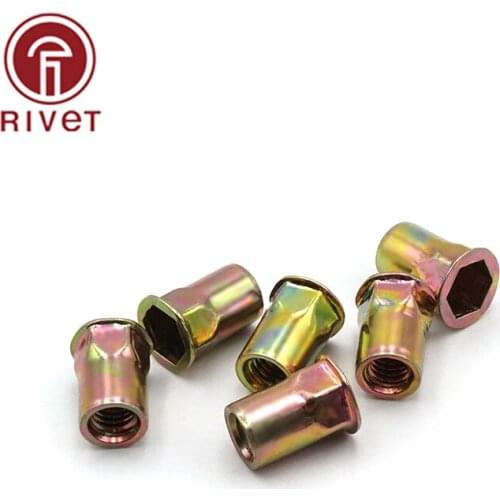 M4 M5 M6 M8 M10 Carbon Steel Rivet Nuts Half Hexagon Small Side Rivet Nuts Multi Size Collocation 10PCS