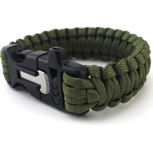 Fashion Multi-Function Buckle Seven-Core Umbrella Rope Bracelet With Life Whistle And Flintstone For Men Women