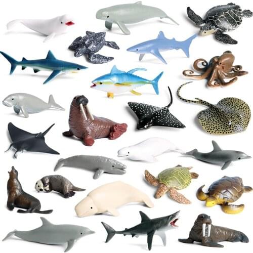 Sea Marine Animals Dolphin Crab Shark Turtle Model Action Figure Figurines Ocean Marine Aquarium Miniature Education toy for Kid