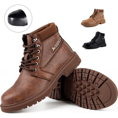 Mens Outdoor Hiking Shoes Safety Shoes Work Shoes Resistance To Bump Steel Toe Breathable Worker Boots Hiking Climbing Boots