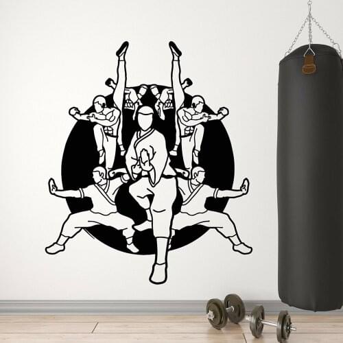 Karate Wall Decal School Decoration Fighters Martial Arts Sport Vinyl Removable Wall Stickers Exercise Room Home Decor Z439
