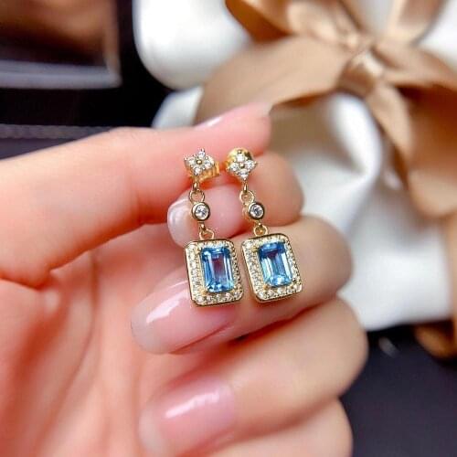 New Fashion Natural And Real Topaz Earring 925 sterling silver Fine jewelry Topaz Earring