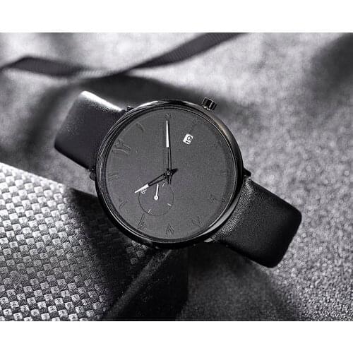 New Release Man Watch Arabic Watches , Genuine Leather Straps Double layer Dail Face Watch