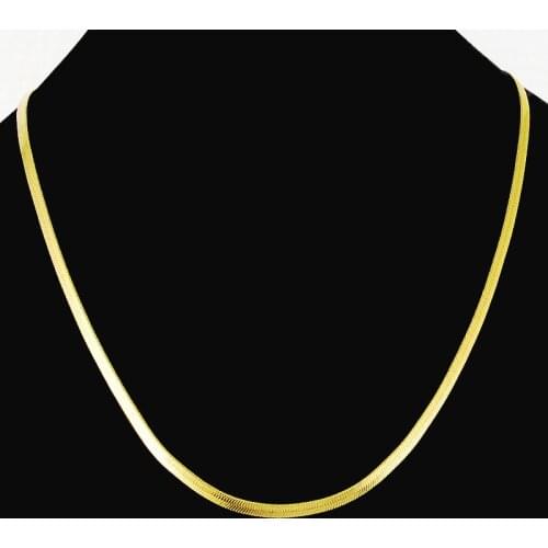 24K Gold Plating Mens Jewelry 50cm Long Pure Gold Color 4mm Snake Chain Necklace 20inch Fashion Mens Necklace High Quality