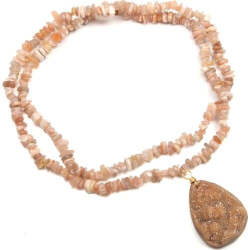 Unshaped Quartzs Pendant Necklace Reiki Healing Natural Stone Amulet DIY Jewelry Gift Chain Length 80cm