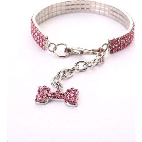 Bone Pendant Necklace Pet Collar Puppy Dog Charm For Small Dogs Pink Blue Pets Necklace