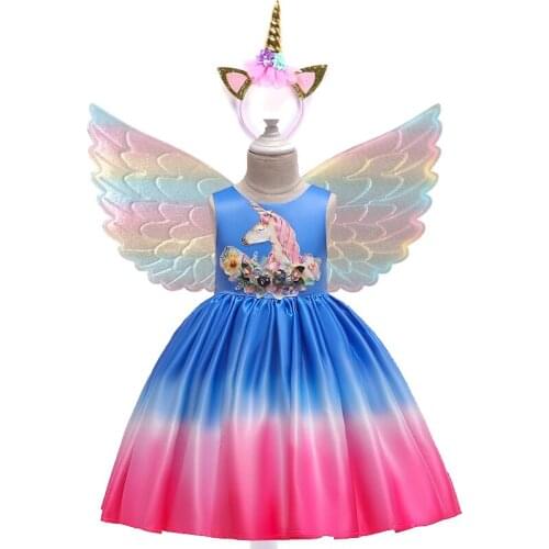 Unicorn Party Girls Dress Christmas Costume Kids Dresses For Girls Elegant Princess Dress Children