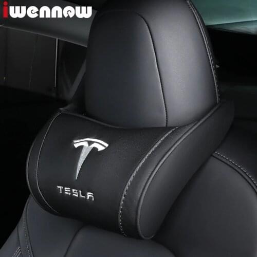 For Tesla Model 3 S X Y Car Seat Headrest Neck Pillow Cushion Head Support With LOGO Styling Auto Car Accessories 1PC