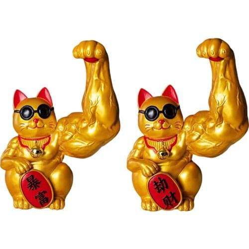 Resin Big Arm Lucky Cat Figurine Shop Welcome Cat Money Lucky