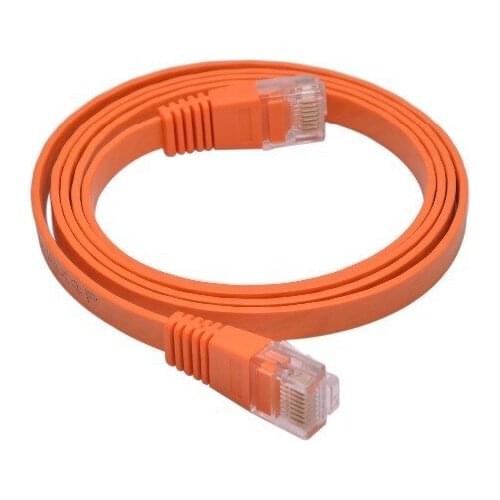 Drop Shipping Orange CAT5E Bare Copper Patch Cable 1.5mm Thickness Flat Cable Ethernet RJ45 1m
