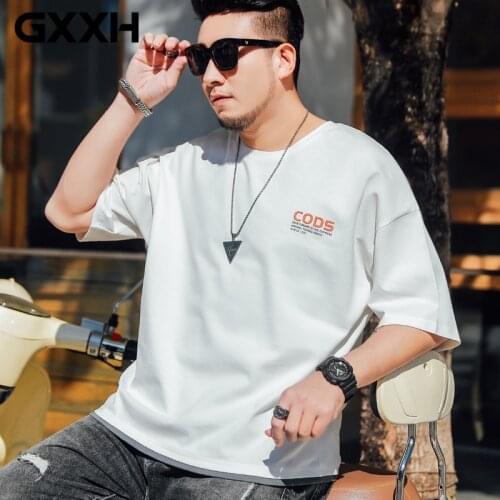 Plus Size 42 44 46 Mens Summer Embroidery Fake Two Piece Short Sleeve Tshirt Drop Shoulders Loose T-shirt M-7XL 150kg Male Tops