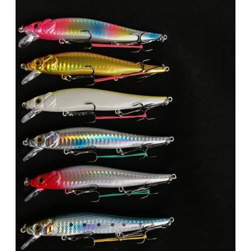 Minnow Crank bait Hard Bait Tight Wobble Slow Sinking Jerk bait Lifelike Real Skin Painting Fishing Lure Artificial Bait HT-001