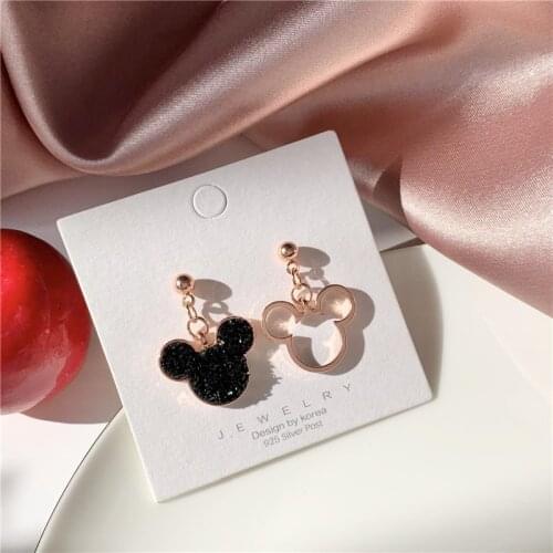 Cute Mouse Earrings Stud Wholesale Crystals Anime Charm Jewelry For Women Korean Fashion Gift Wedding Cartoon Accessories